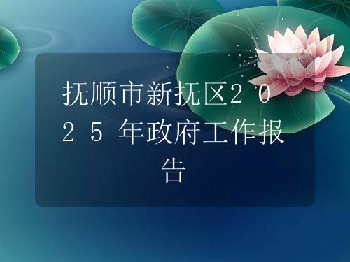 抚顺市新抚区2025年政府工作报告